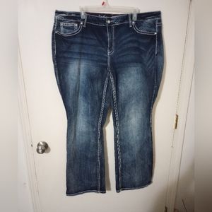 Antique rivet blue jeans women's size 20w riveted with sequins 44w 32L